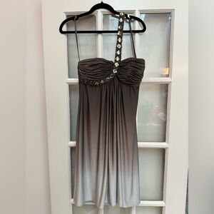 Vintage Y2K Cache Taupe Cream Ombre One Shoulder Sequin Beaded Dress Size 4 S